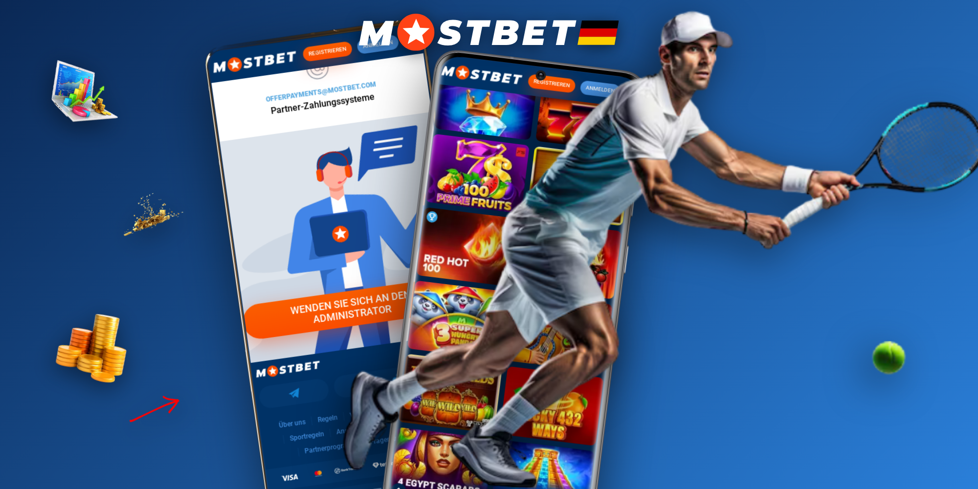 Übersicht der Mostbet-Produktbereiche: Casino, Live-Casino, Crash-Games und Sportwetten